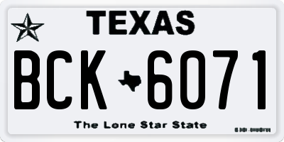 TX license plate BCK6071