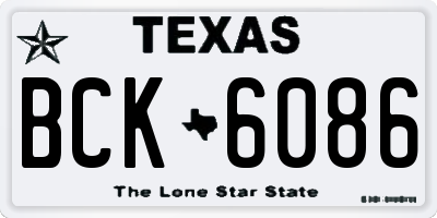 TX license plate BCK6086