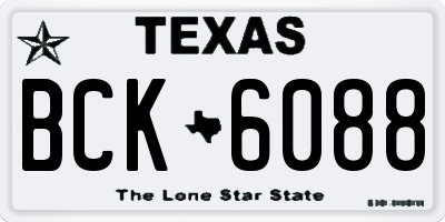 TX license plate BCK6088