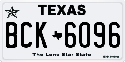 TX license plate BCK6096
