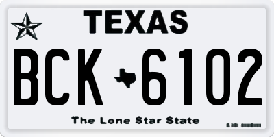 TX license plate BCK6102