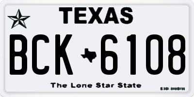 TX license plate BCK6108