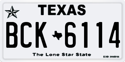 TX license plate BCK6114