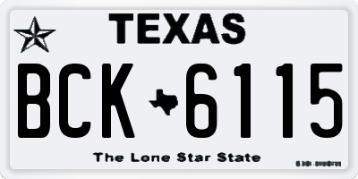 TX license plate BCK6115