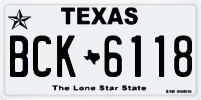 TX license plate BCK6118