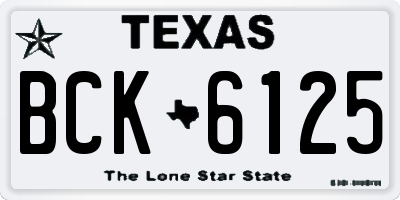 TX license plate BCK6125