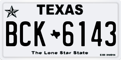 TX license plate BCK6143