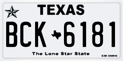 TX license plate BCK6181