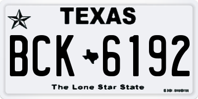 TX license plate BCK6192