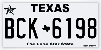 TX license plate BCK6198