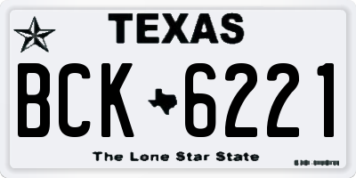 TX license plate BCK6221