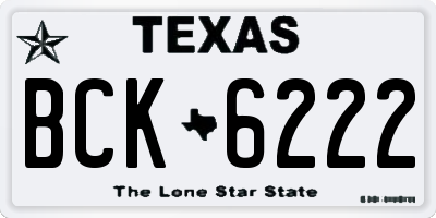 TX license plate BCK6222