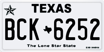 TX license plate BCK6252