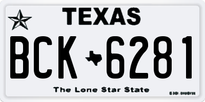 TX license plate BCK6281