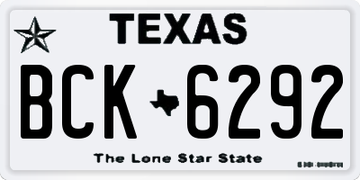 TX license plate BCK6292