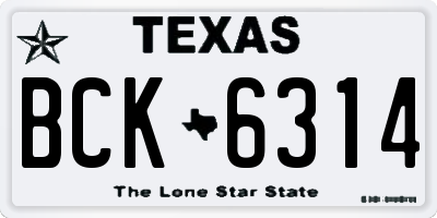 TX license plate BCK6314