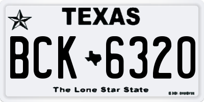 TX license plate BCK6320