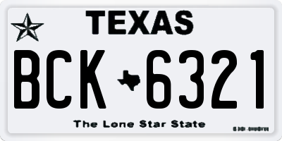 TX license plate BCK6321
