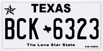 TX license plate BCK6323