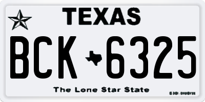 TX license plate BCK6325