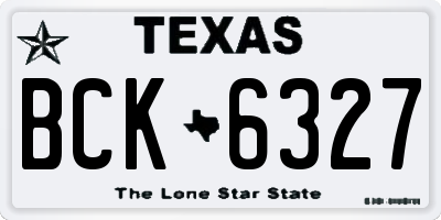 TX license plate BCK6327