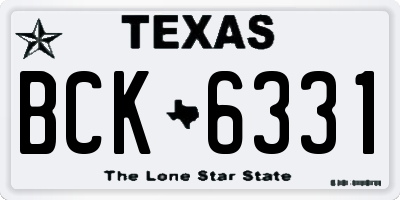 TX license plate BCK6331