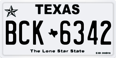 TX license plate BCK6342