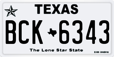 TX license plate BCK6343