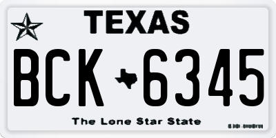 TX license plate BCK6345