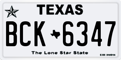 TX license plate BCK6347