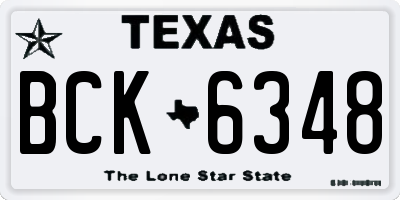 TX license plate BCK6348