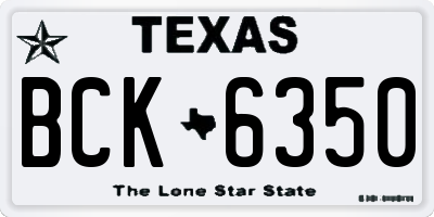 TX license plate BCK6350