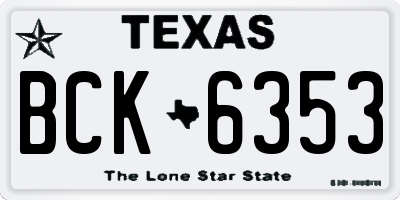 TX license plate BCK6353