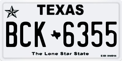TX license plate BCK6355