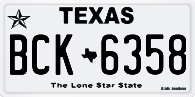 TX license plate BCK6358