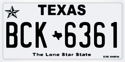 TX license plate BCK6361