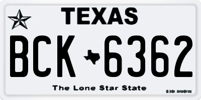 TX license plate BCK6362