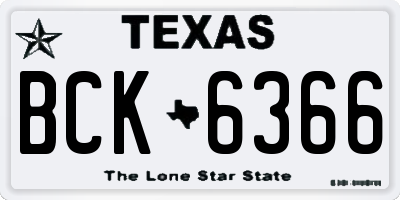 TX license plate BCK6366