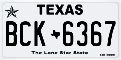 TX license plate BCK6367