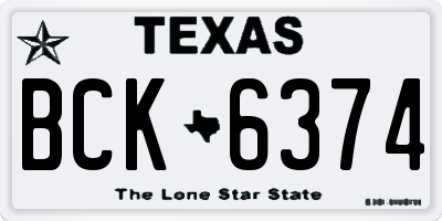 TX license plate BCK6374