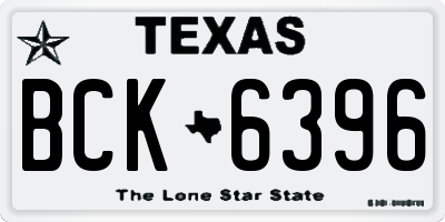 TX license plate BCK6396