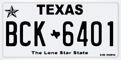 TX license plate BCK6401
