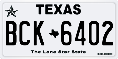 TX license plate BCK6402