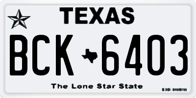 TX license plate BCK6403