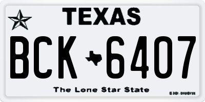 TX license plate BCK6407