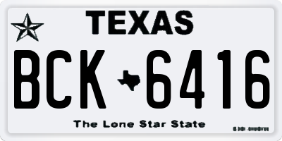 TX license plate BCK6416