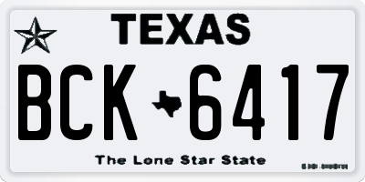 TX license plate BCK6417