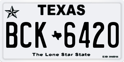 TX license plate BCK6420