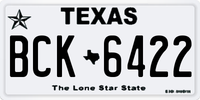 TX license plate BCK6422