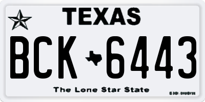 TX license plate BCK6443